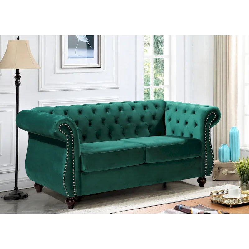 Velvet Chesterfield Loveseat