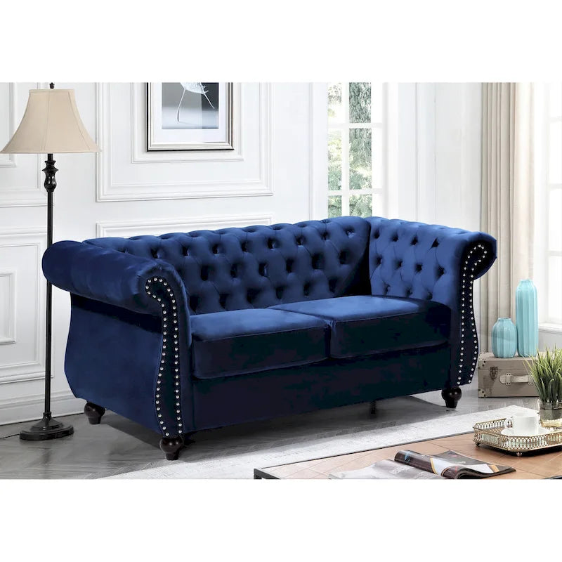 Velvet Chesterfield Loveseat