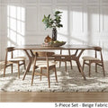 Dark Walnut Finish Rectangular Dining Set - Curved Back Chairs
