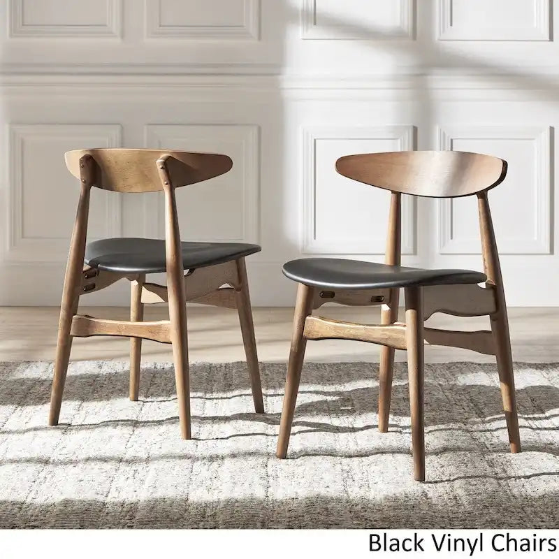 Dark Walnut Finish Rectangular Dining Set - Curved Back Chairs