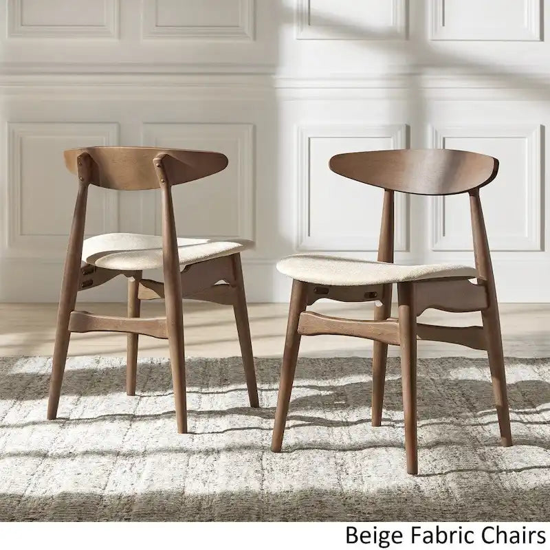 Dark Walnut Finish Rectangular Dining Set - Curved Back Chairs