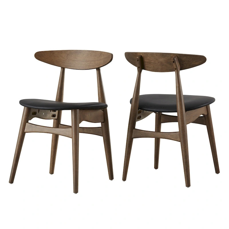 Dark Walnut Finish Rectangular Dining Set - Curved Back Chairs