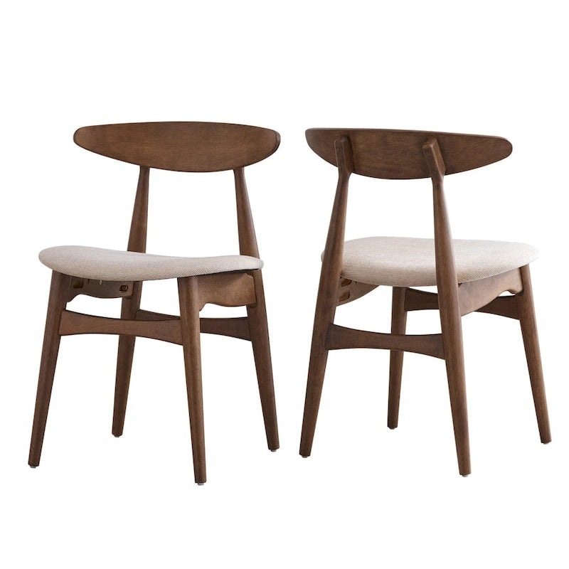 Dark Walnut Finish Rectangular Dining Set - Curved Back Chairs