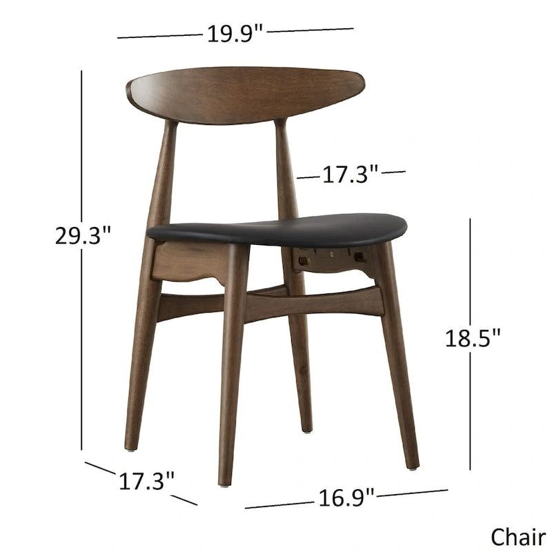 Dark Walnut Finish Rectangular Dining Set - Curved Back Chairs