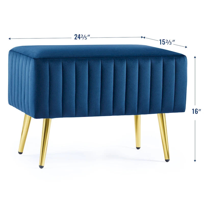 CO-Z 24-inch Modern Upholstered Entryway Bench with Velvet Seat