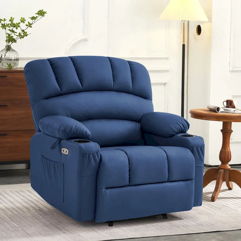 Power Lift Recliner Chair with Massage and Heat, Faux Leather (Medium-Wide)