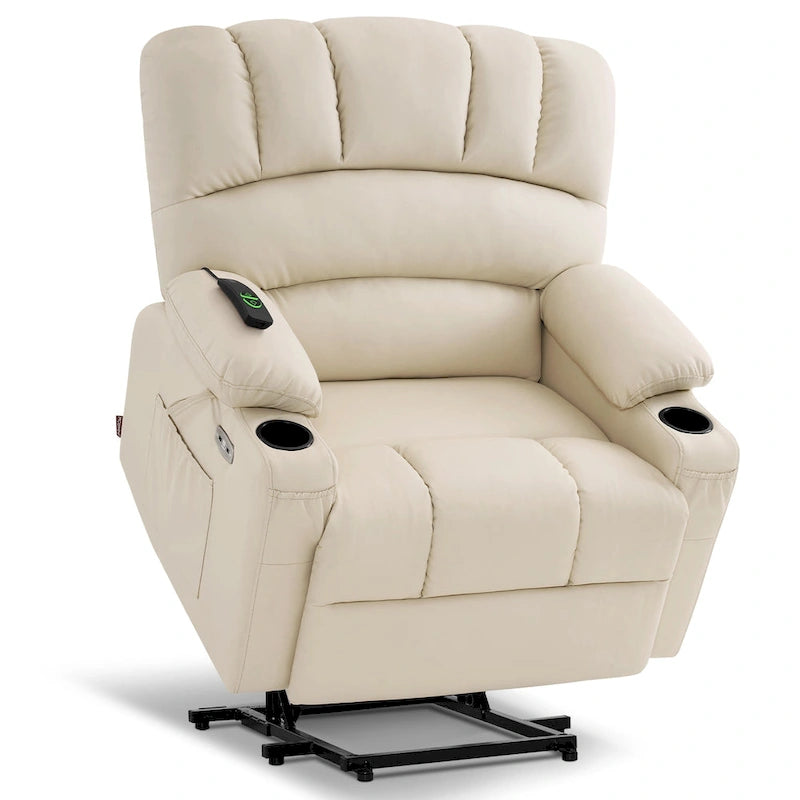 Power Lift Recliner Chair with Massage and Heat, Faux Leather (Medium-Wide)