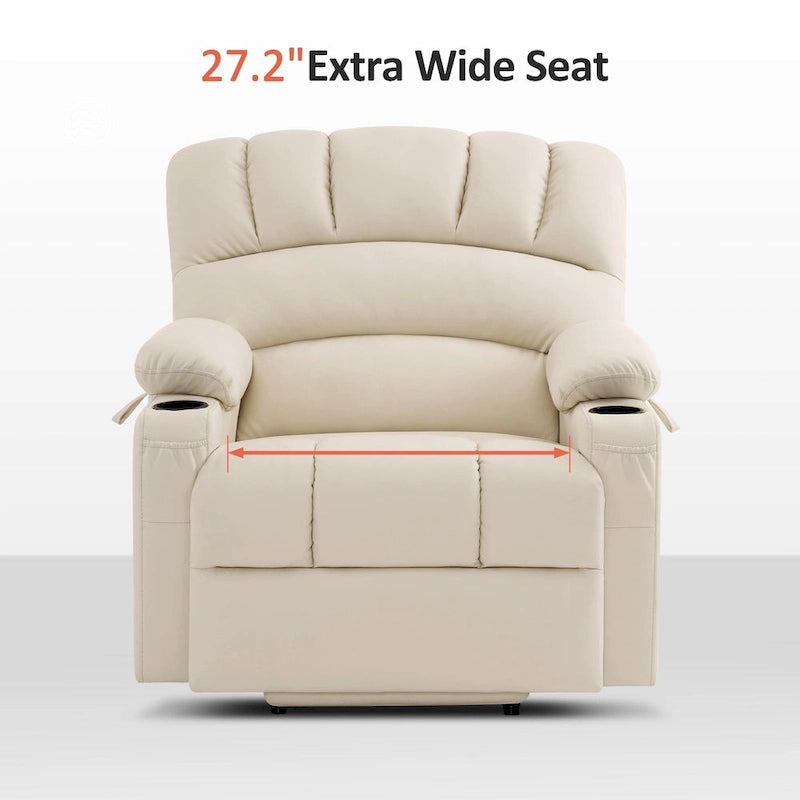 Power Lift Recliner Chair with Massage and Heat, Faux Leather (Medium-Wide)