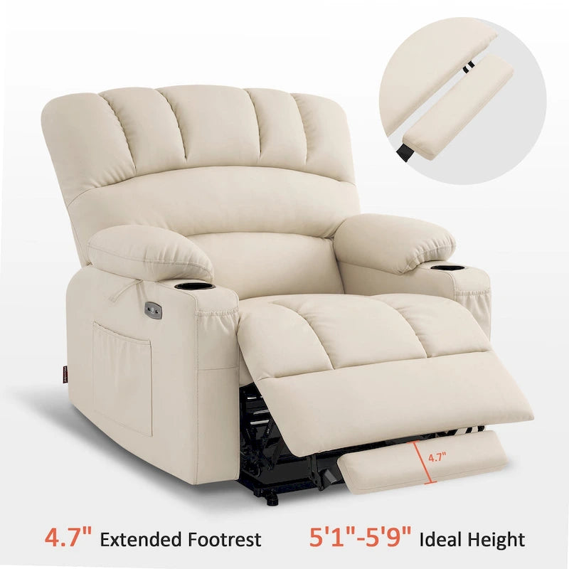 Power Lift Recliner Chair with Massage and Heat, Faux Leather (Medium-Wide)