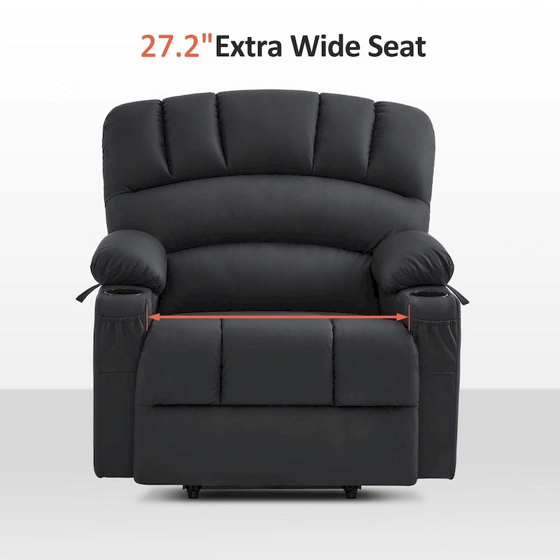 Power Lift Recliner Chair with Massage and Heat, Faux Leather (Medium-Wide)