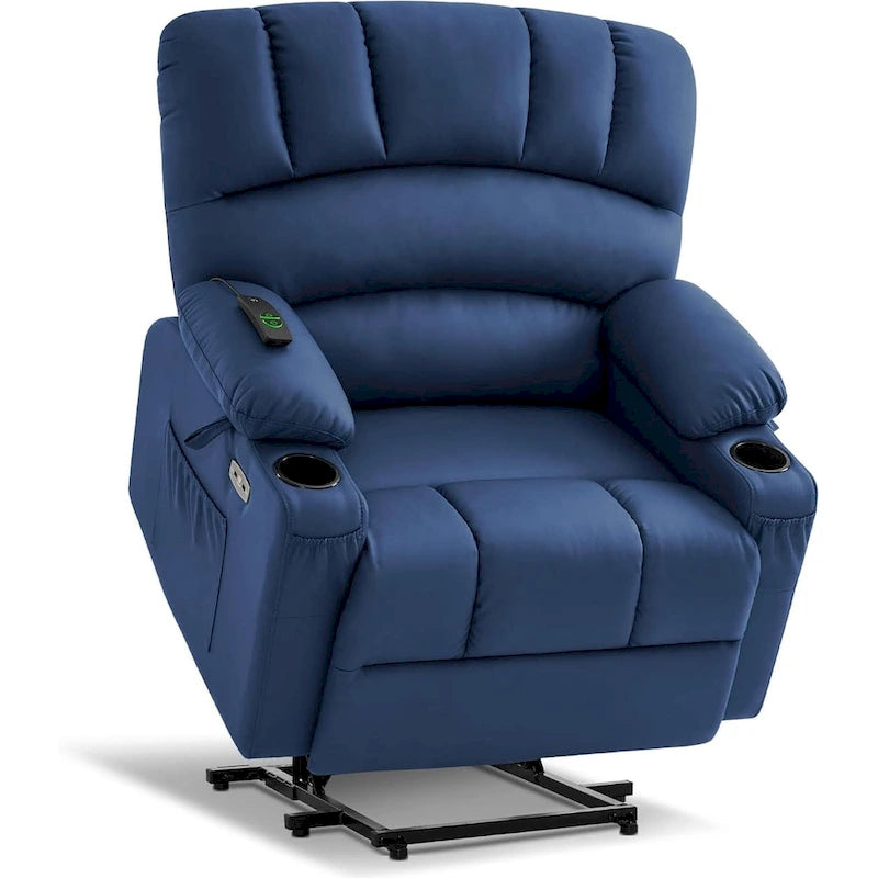 Power Lift Recliner Chair with Massage and Heat, Faux Leather (Medium-Wide)