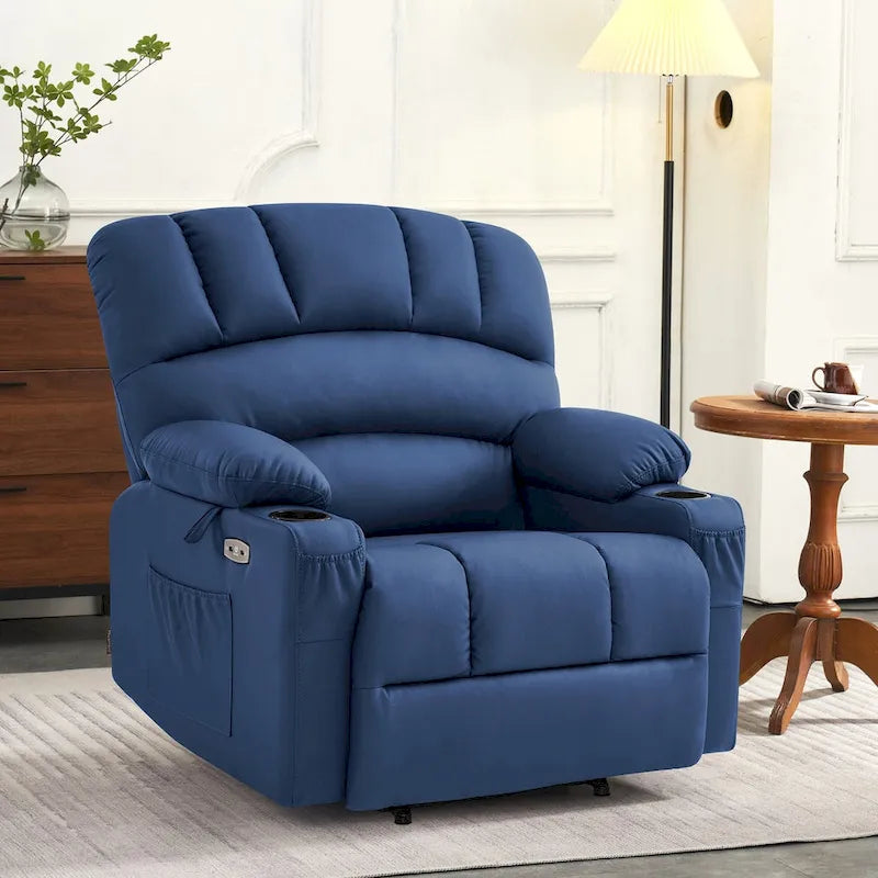 Power Lift Recliner Chair with Massage and Heat, Faux Leather (Medium-Wide)