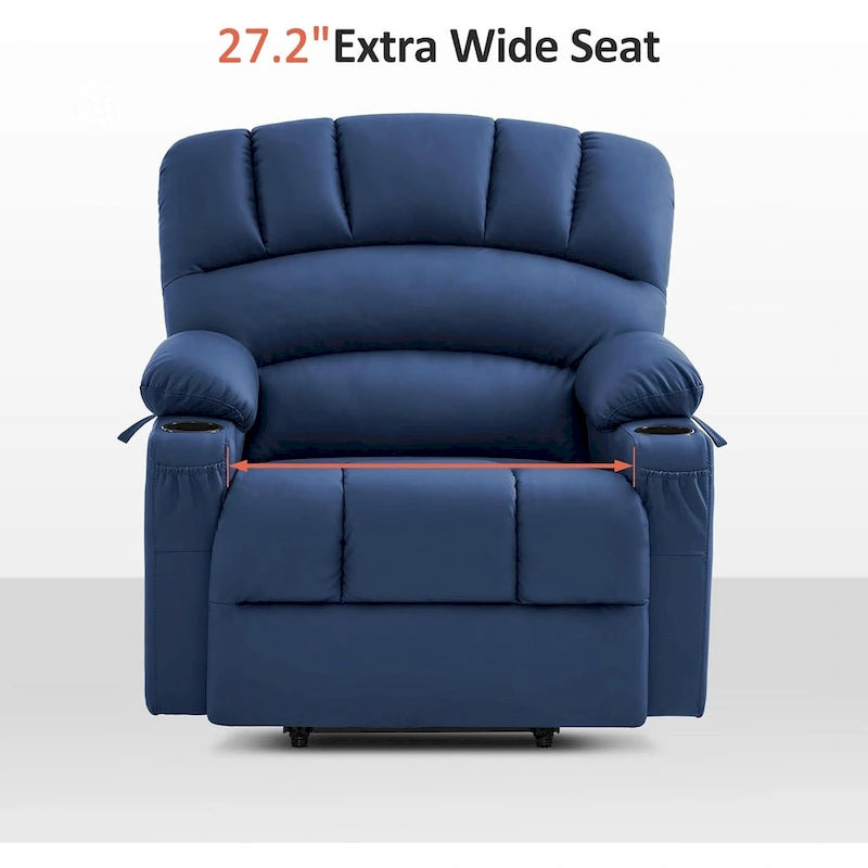 Power Lift Recliner Chair with Massage and Heat, Faux Leather (Medium-Wide)