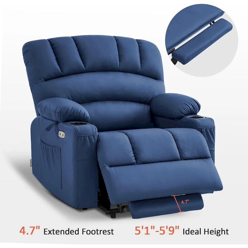 Power Lift Recliner Chair with Massage and Heat, Faux Leather (Medium-Wide)