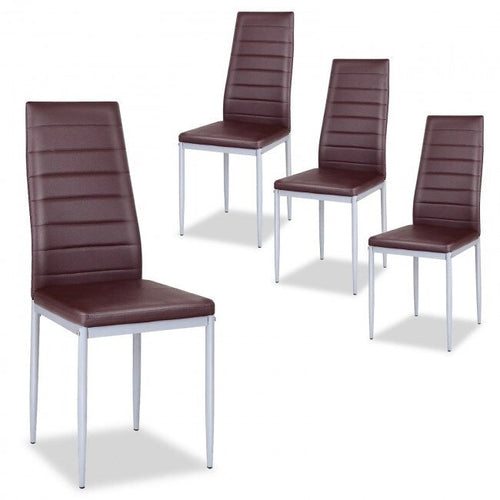 4-Piece High-Back Upholstered Dining Chairs with Metal Legs