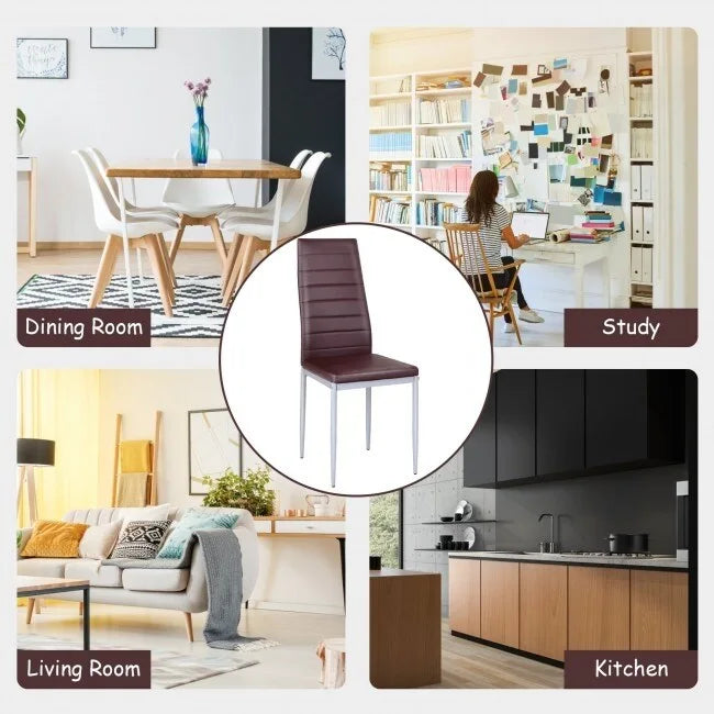 4-Piece High-Back Upholstered Dining Chairs with Metal Legs