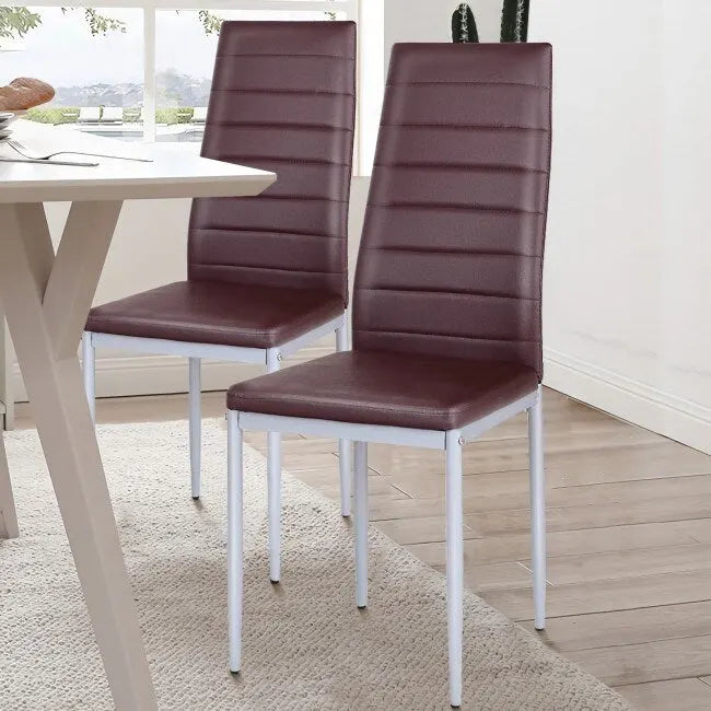 4-Piece High-Back Upholstered Dining Chairs with Metal Legs