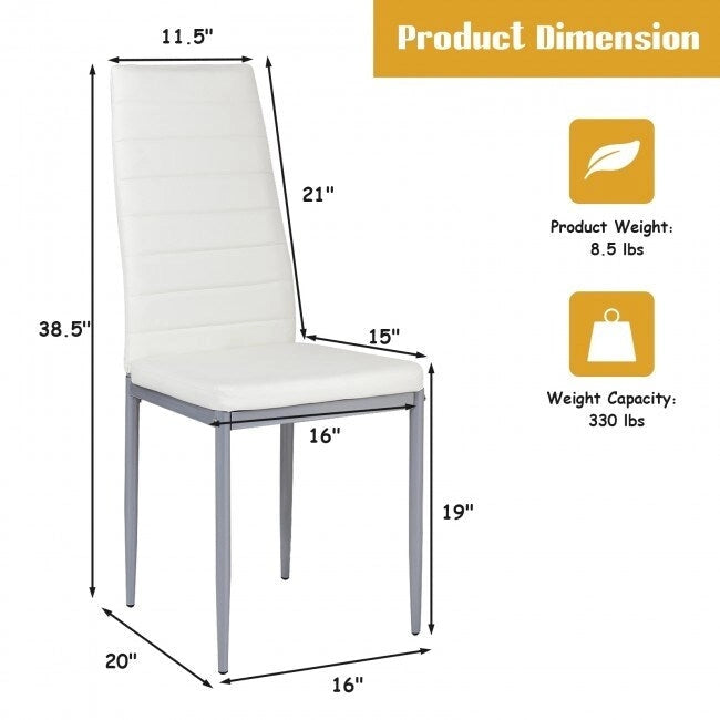 4-Piece High-Back Upholstered Dining Chairs with Metal Legs