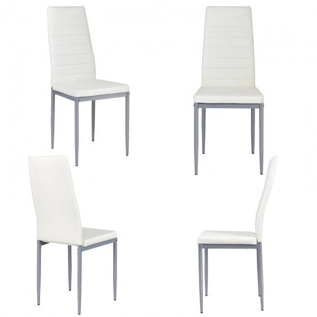 4-Piece High-Back Upholstered Dining Chairs with Metal Legs