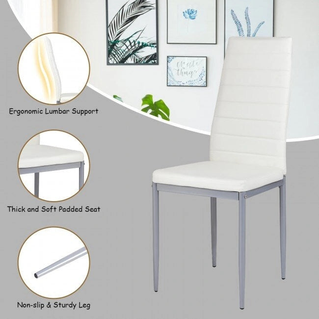 4-Piece High-Back Upholstered Dining Chairs with Metal Legs