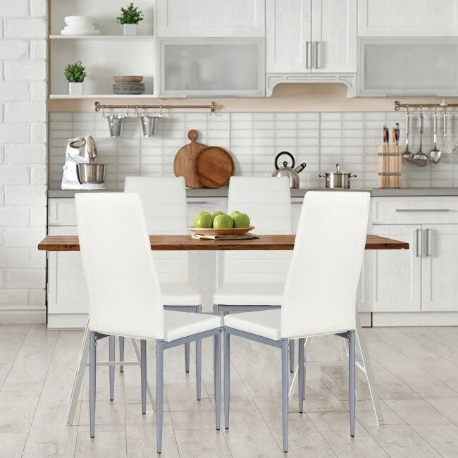 4-Piece High-Back Upholstered Dining Chairs with Metal Legs