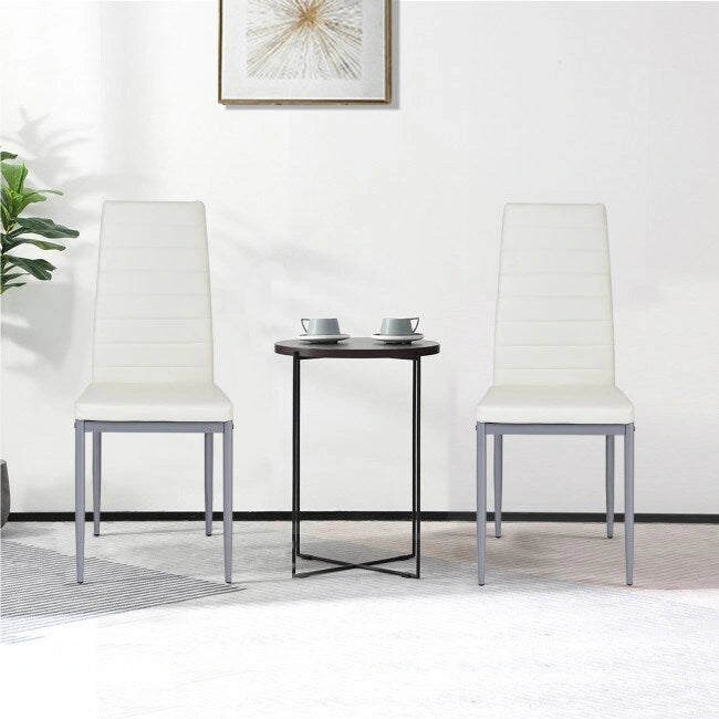 4-Piece High-Back Upholstered Dining Chairs with Metal Legs
