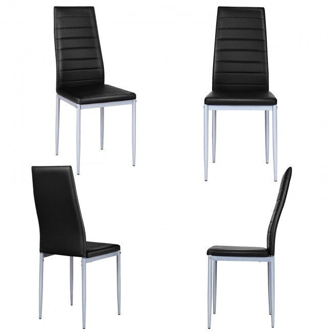 4-Piece High-Back Upholstered Dining Chairs with Metal Legs