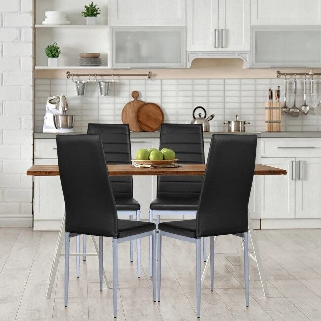 4-Piece High-Back Upholstered Dining Chairs with Metal Legs