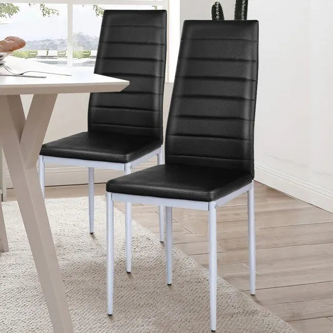 4-Piece High-Back Upholstered Dining Chairs with Metal Legs