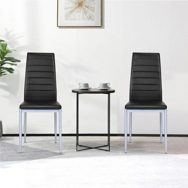 4-Piece High-Back Upholstered Dining Chairs with Metal Legs