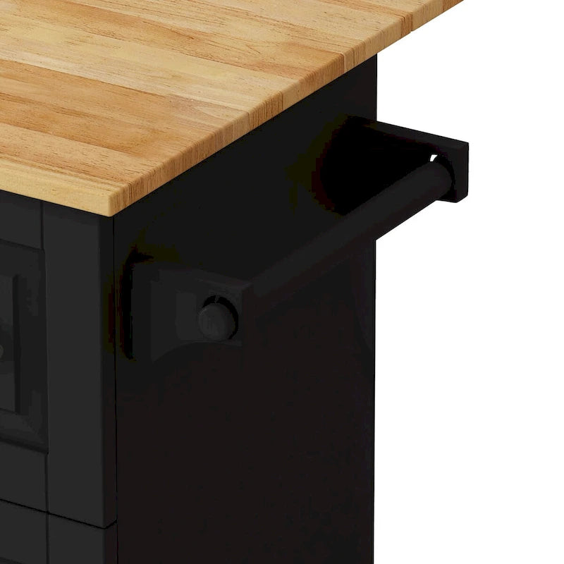 Kitchen Island Cart with 2 Door Cabinet and 3 Drawers