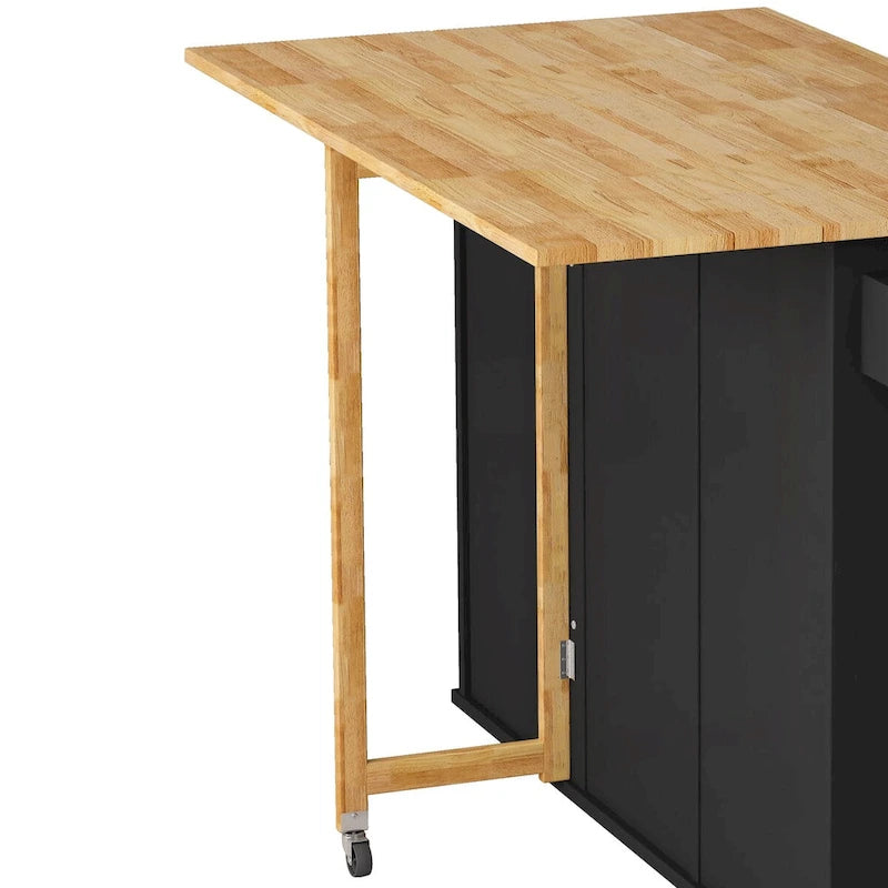 Kitchen Island Cart with 2 Door Cabinet and 3 Drawers