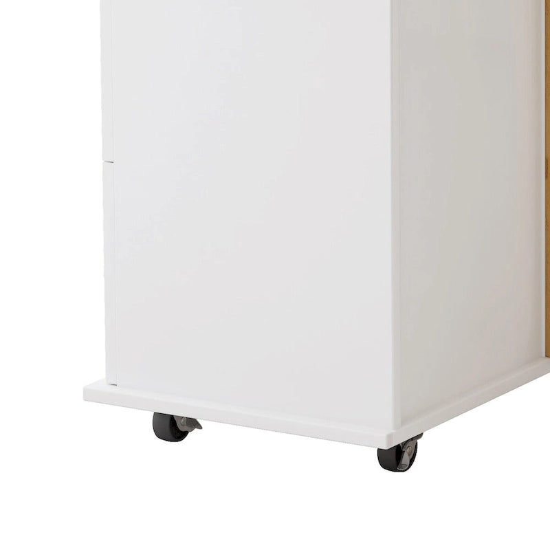 Kitchen Island Cart with 2 Door Cabinet and 3 Drawers