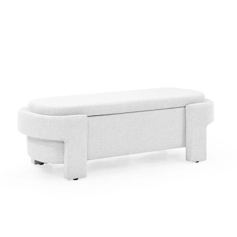 Linen Fabric Upholstered Bench with Large Storage Space - 51.5L x 20.5W x 17H