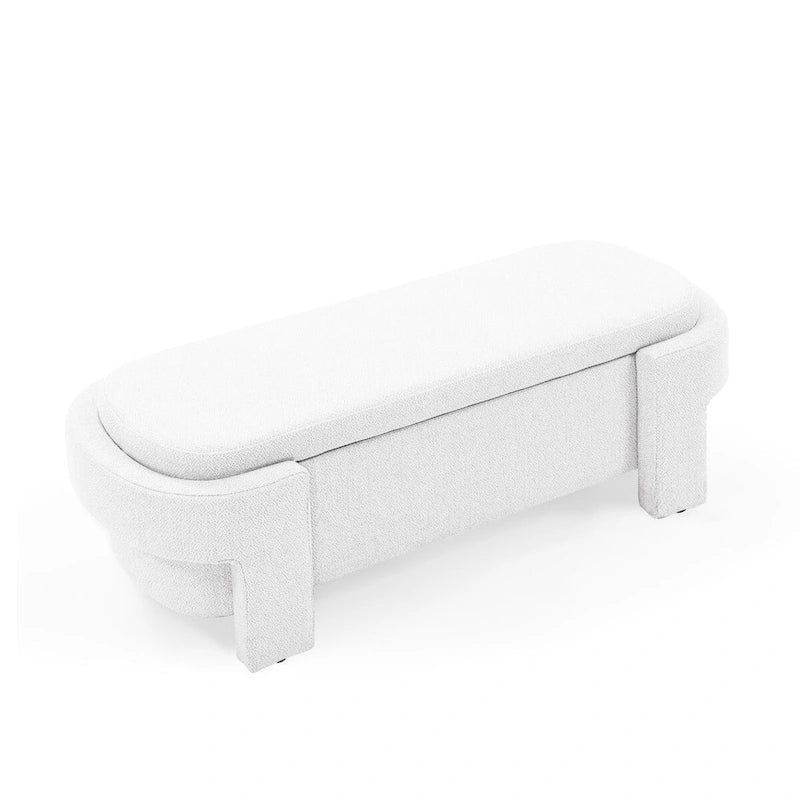Linen Fabric Upholstered Bench with Large Storage Space - 51.5L x 20.5W x 17H