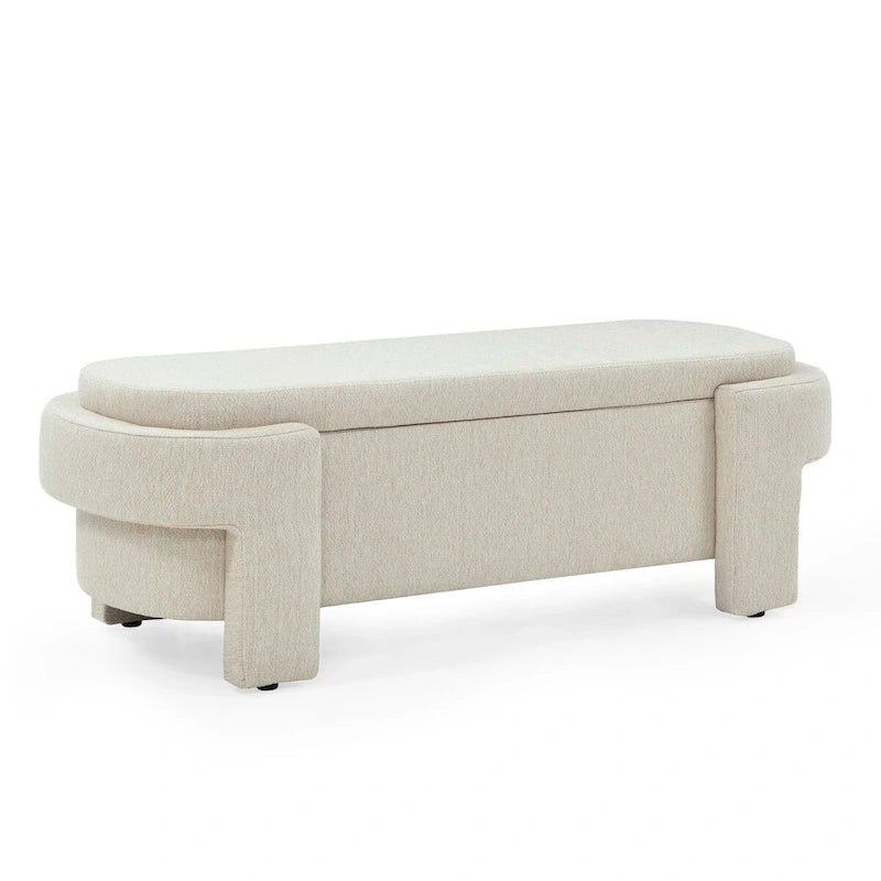 Linen Fabric Upholstered Bench with Large Storage Space - 51.5L x 20.5W x 17H