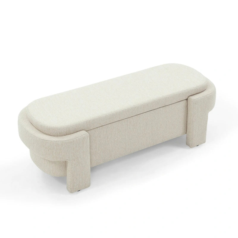 Linen Fabric Upholstered Bench with Large Storage Space - 51.5L x 20.5W x 17H