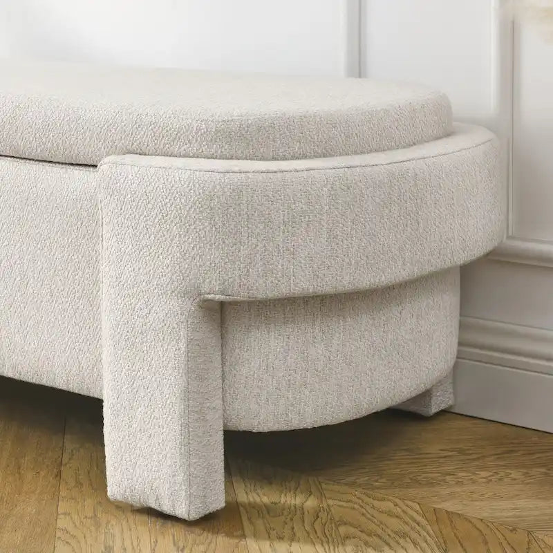 Linen Fabric Upholstered Bench with Large Storage Space - 51.5L x 20.5W x 17H