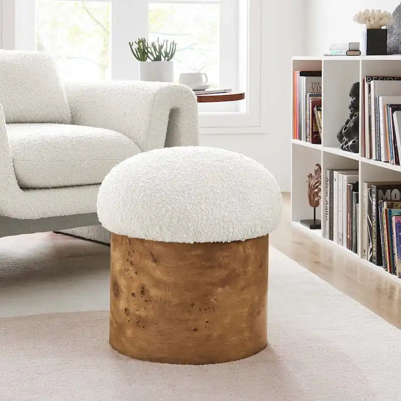 Boucle Upholstered Round Ottoman