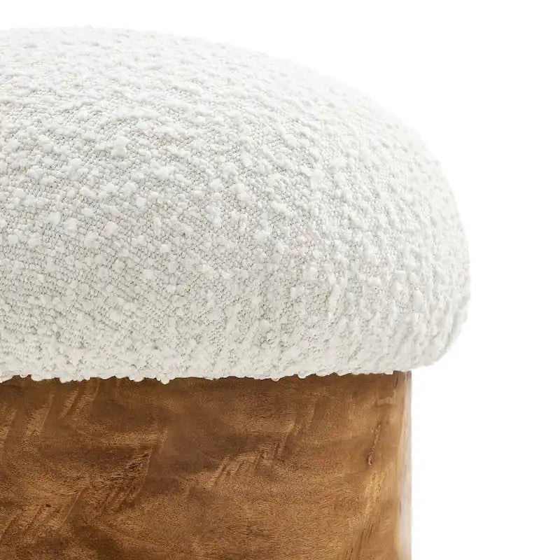 Boucle Upholstered Round Ottoman