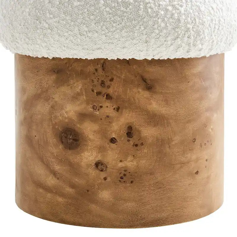 Boucle Upholstered Round Ottoman