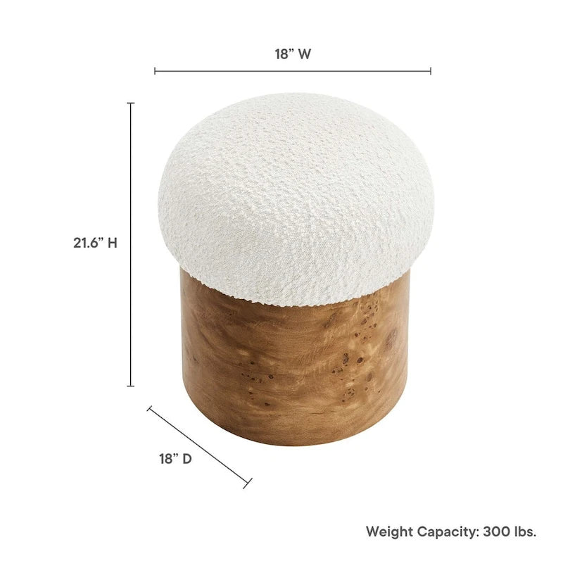 Boucle Upholstered Round Ottoman