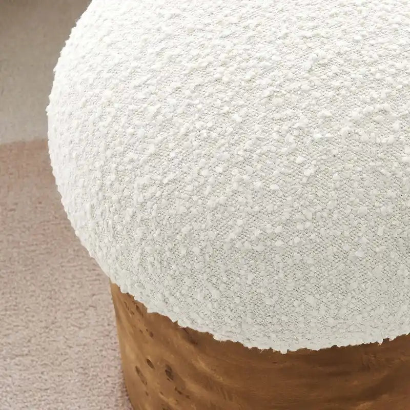 Boucle Upholstered Round Ottoman