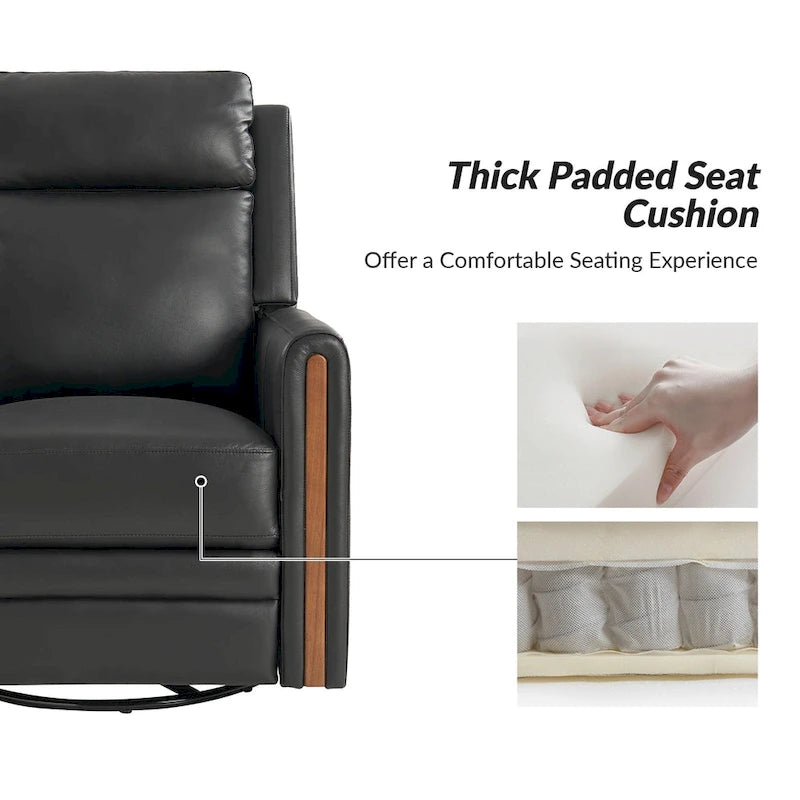 Modern Genuine Leather Power Rocking Swivel Recliner with Adjustable Headrest and Footrest, Set of 2