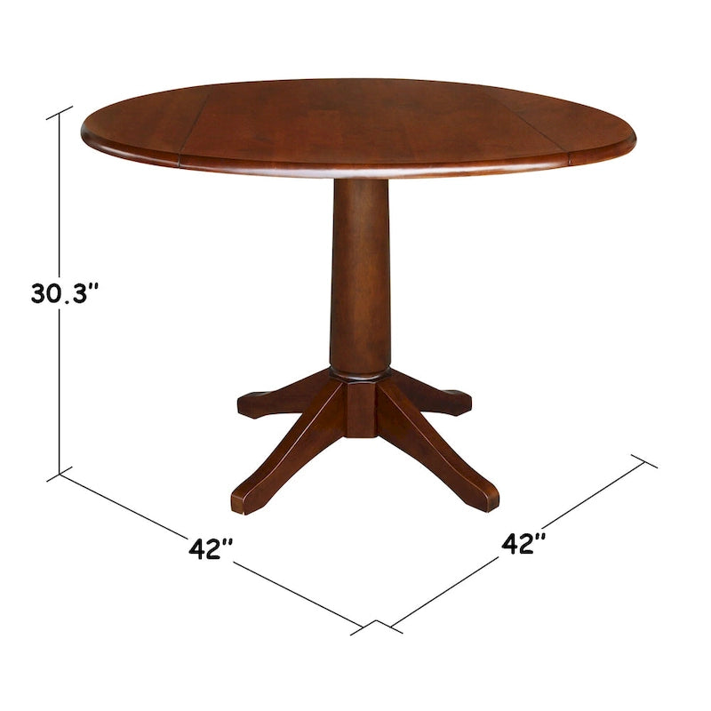 42" Round Dual Drop Leaf Table - Espresso