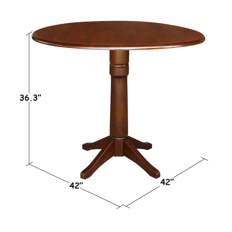 42" Round Dual Drop Leaf Table - Espresso