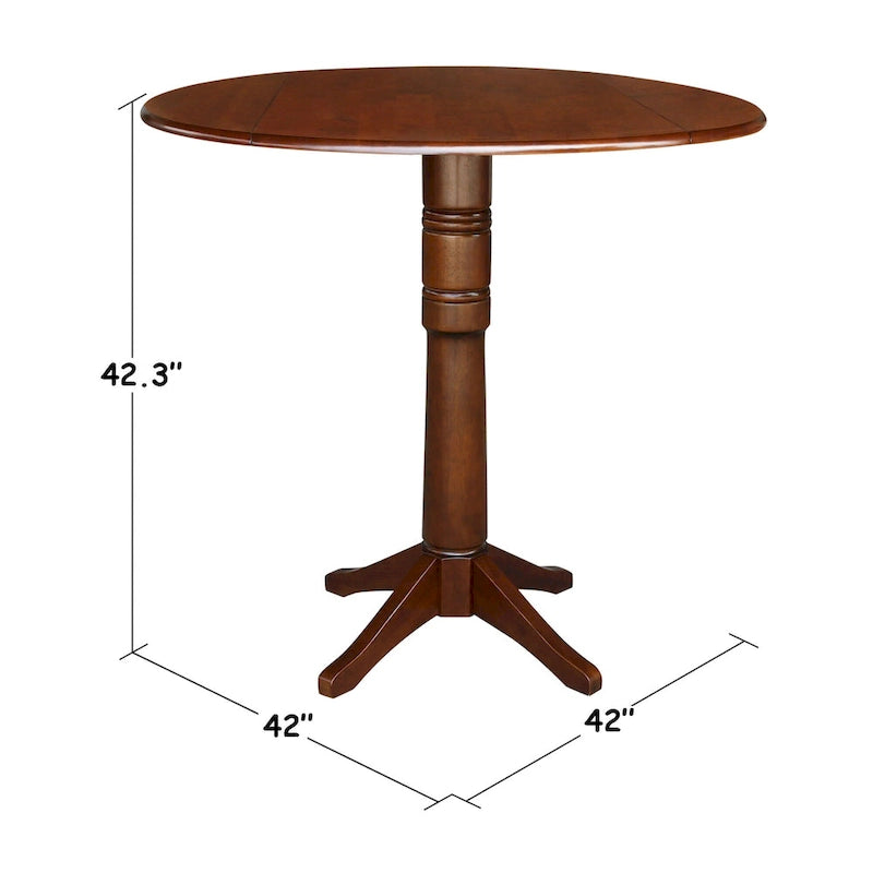 42" Round Dual Drop Leaf Table - Espresso