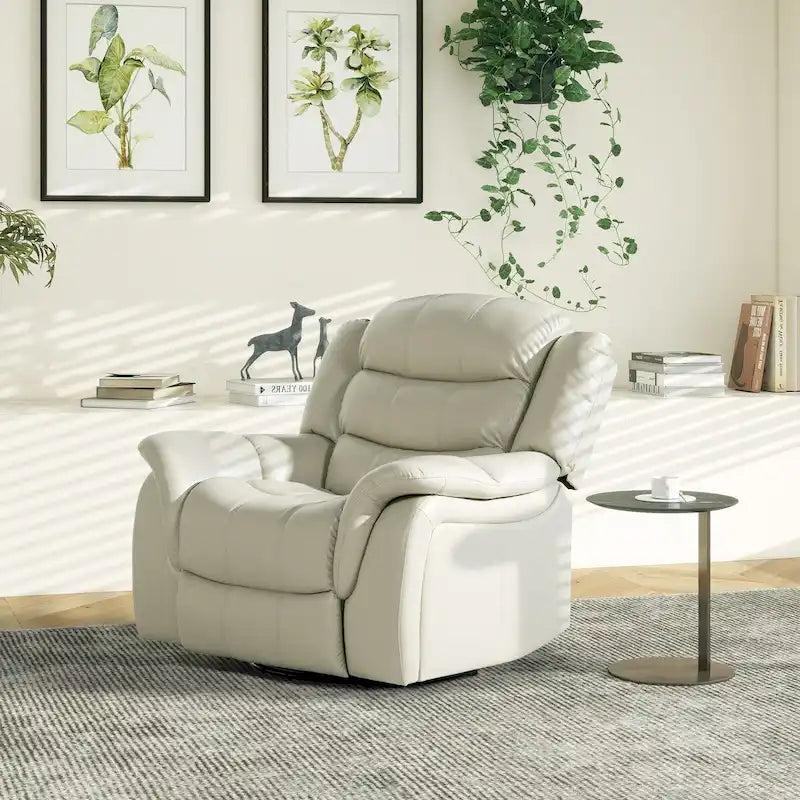 41.5" Faux Leather Manual Swivel Glider Recliner