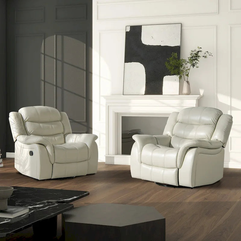 41.5" Faux Leather Manual Swivel Glider Recliner