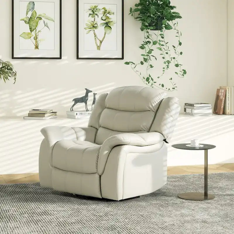 41.5" Faux Leather Manual Swivel Glider Recliner